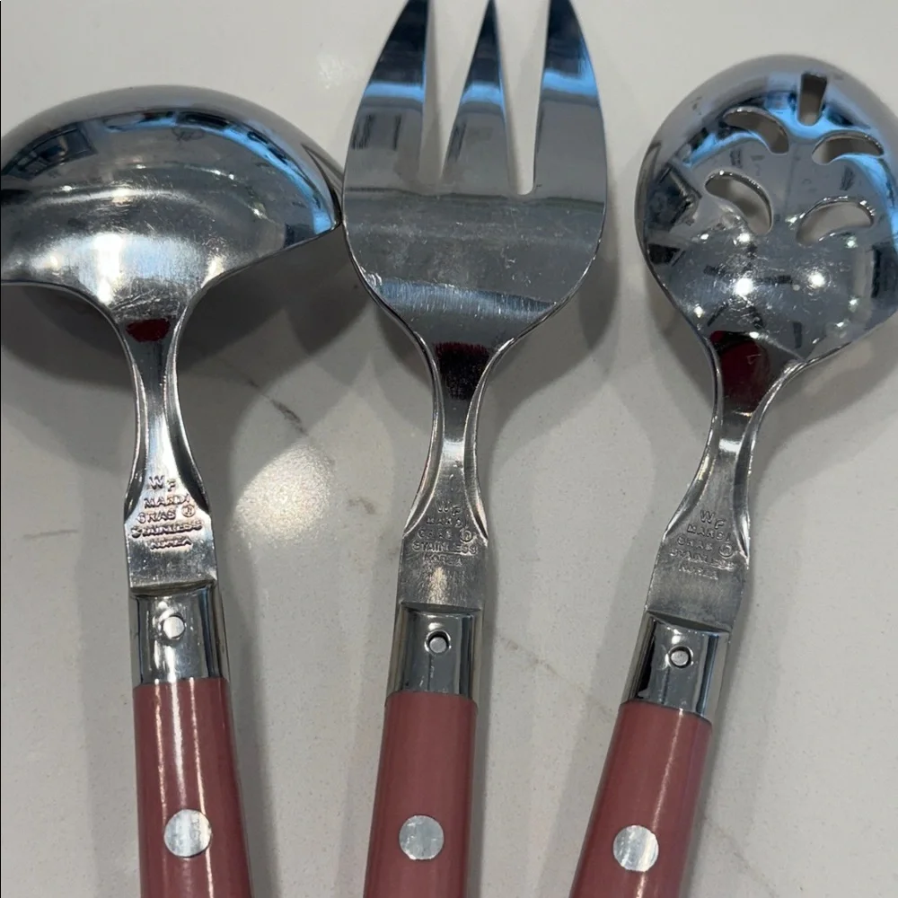Washington Forge Mardi Gras flatware 3-piece serving set mauve handles.